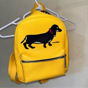 Yellow Dachshund Print Dog Backpack